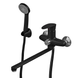 Змішувач для ванни Plamix CEZAR-006 EURO SET Matte black, зі шлангом, лійкою ... PM0690 фото 1