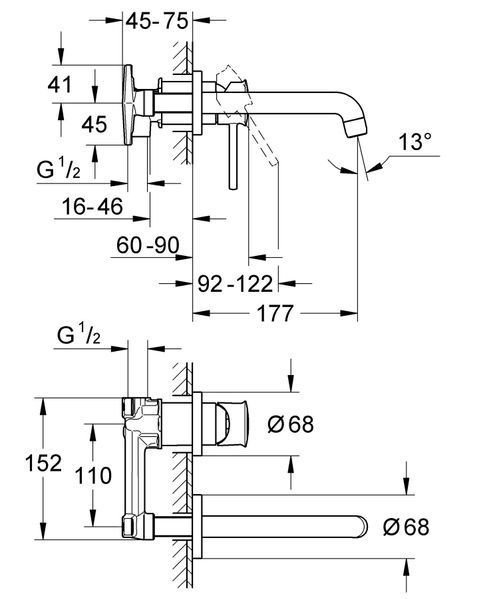Змішувач для раковини прихованого монтажу Grohe BauClassic (2029200C) 2029200C фото