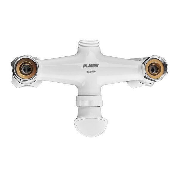 Змішувач для ванни PLAMIX OMEGA-142 EURO SET WHITE (зі шлангом, лійкою та кро... MX9699 фото