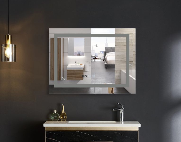 Дзеркало Mixxus WARM MR02-80x60 з LED Touch, Anti-fog, димером, регулятором яскравості, годинником (MI6004) MI6004 фото
