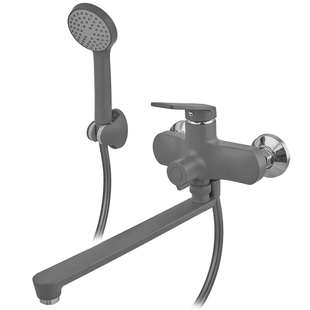 Змішувач для ванни Plamix Lucas-006 Euro SET Graphite (з шлангом, лійкою та к... PM6101 фото