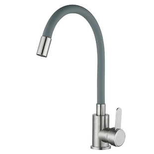 Змішувач для кухні із сірим гнучким виливом Mixxus FAN-011 Refl.Gray (нерж. с... MI6106 фото