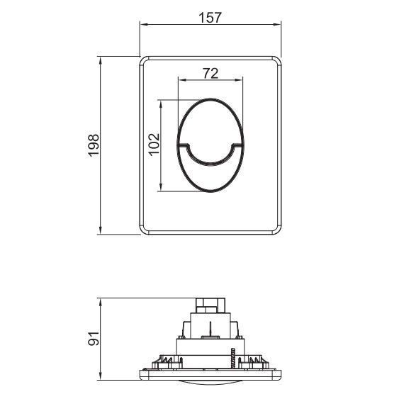 Панель змиву Koer KT-0606-03 157x198x10mm пластикова, кнопка закруглена (колір білий) (KR5713) KR5713 фото