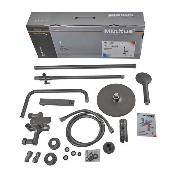 Душова система зі змішувачем Mixxus Premium MONE 009-J Graphite (MI6783) MI6783 фото