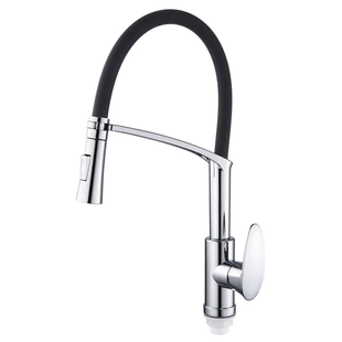 Змішувач для кухні Plamix Cezar-017 Set Chrome Refl.Black з силік.виливом (з ... PM0741 фото