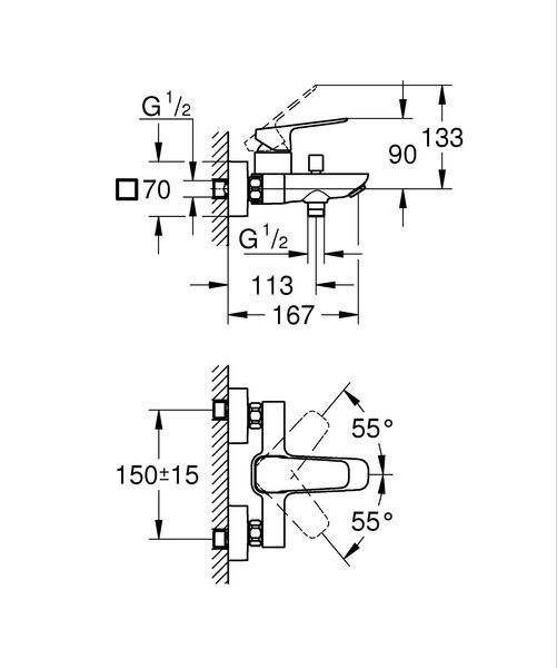 Одноважільний змішувач для ванни Grohe Cubeo (1018132430) 1018132430 фото
