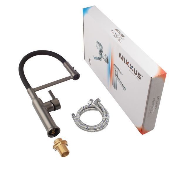 Змішувач для кухні MIXXUS PREMIUM PULL 017 GRAPHITE REFL.BLACK (Кол.графіт+си... MI8278 фото