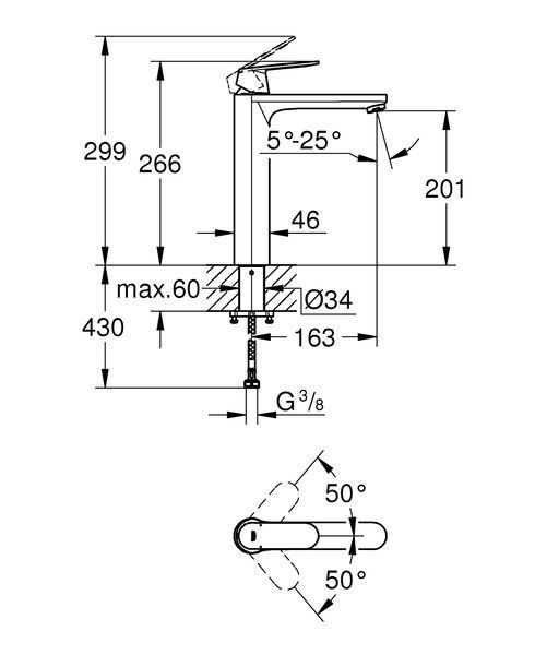Змішувач на стільницю для раковини XL-розміру Grohe Eurosmart Cosmopolitan (2... 23921000 фото