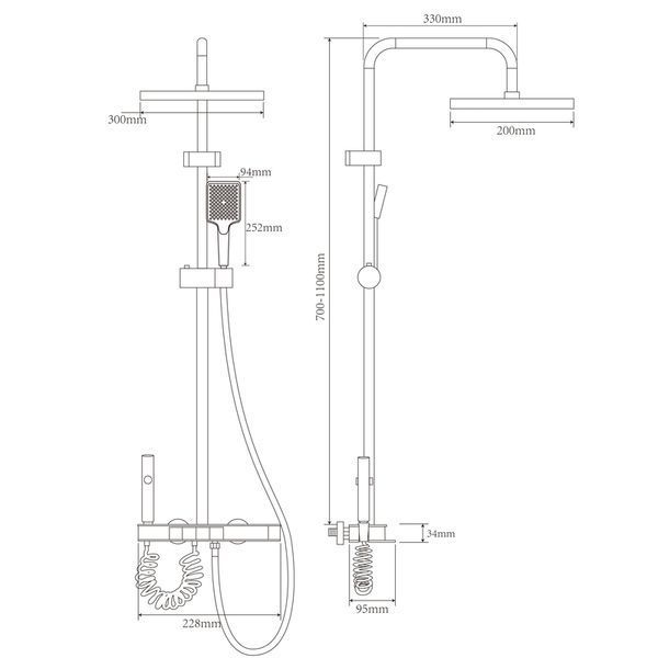 Душова система зі змішувачем з кнопковим перемикачем з алюмінію CHAMPION PBD-0... CH6549 фото