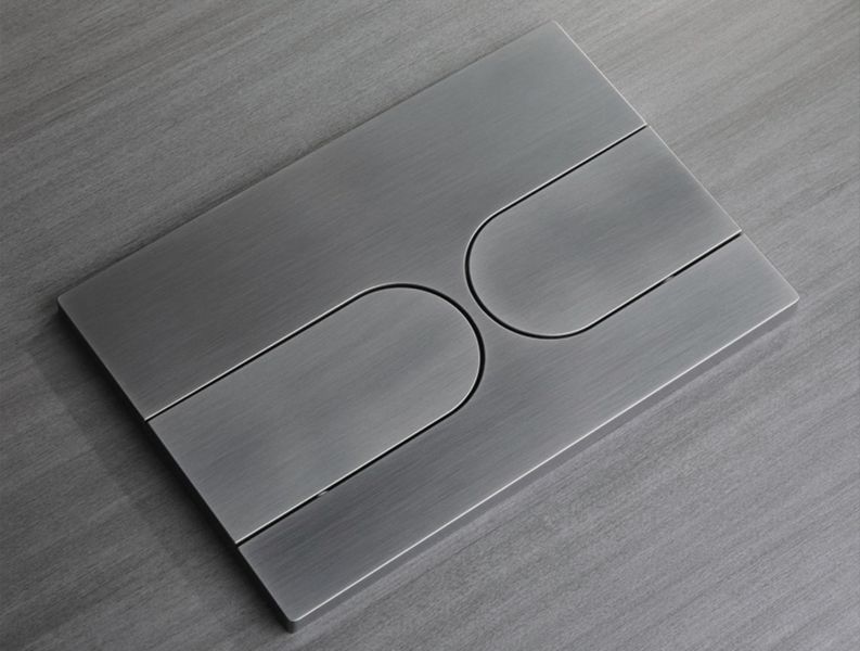 Панель змиву Koer KT-0604-07 240x160x10mm пластикова, кнопка закруглена (колір графіт) (KR5325) KR5325 фото