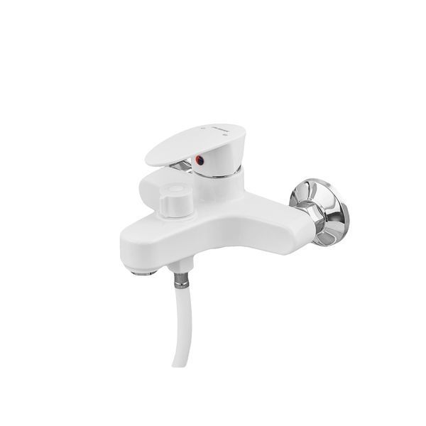 Змішувач для ванни Plamix CEZAR-009 EURO SET White, зі шлангом, лійкою та кро... PM0692 фото