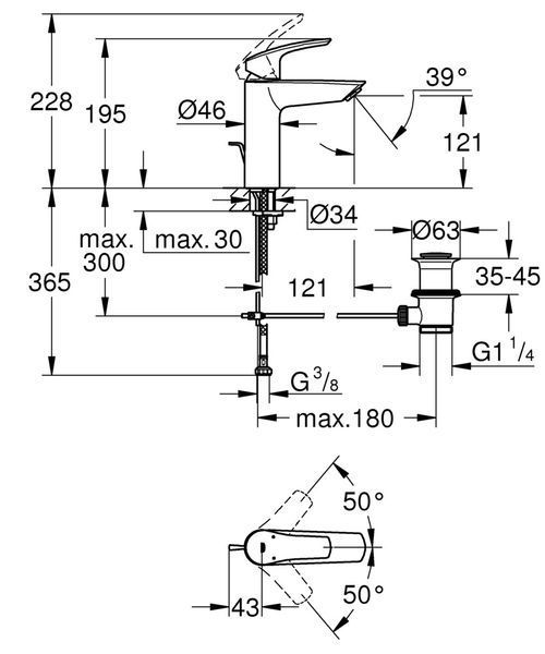 Змішувач для раковини M-розміру Grohe Eurosmart New (23322003) 23322003 фото