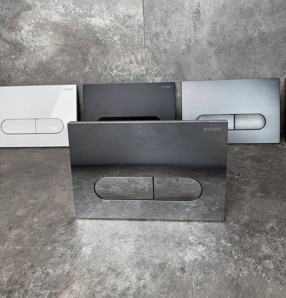 Панель змиву Koer KT-0608-07 240x160x10mm пластикова, кнопка закруглена (колір графіт) (KR6128) KR6128 фото