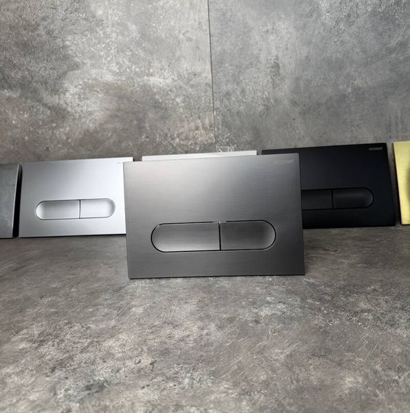 Панель змиву Koer KT-0608-07 240x160x10mm пластикова, кнопка закруглена (колір графіт) (KR6128) KR6128 фото