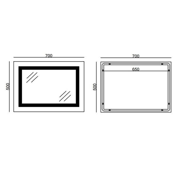 Дзеркало Mixxus STYLE MR13-70x50-Reverse з LED Touch, Anti-fog, димером, регулятором яскравості (MI6665) MI6665 фото