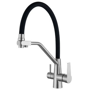 Змішувач для кухні на дві води з гнучким виливом Mixxus FUL-021 REFL.BLACK не... MX0787 фото