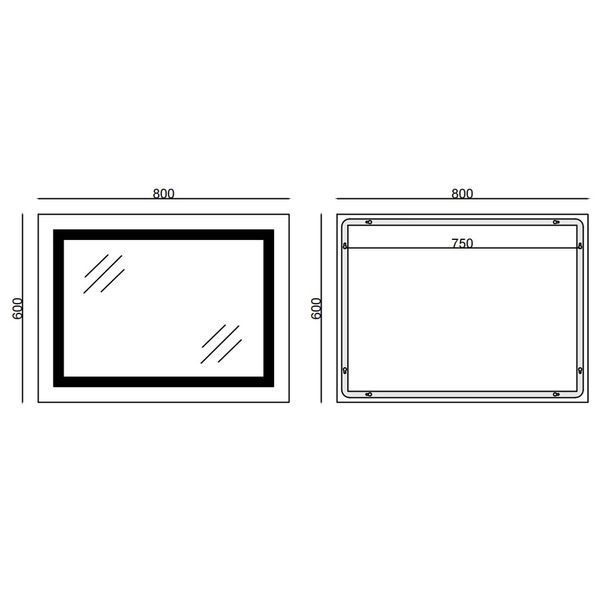 Дзеркало Mixxus WARM MR12-80x60-Reverse з LED Touch, Anti-fog, димером, регулятором яскравості (MI6672) MI6672 фото