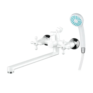 Змішувач для ванної Plamix Sirius-140 White (зі шлангом та лійкою) (PM0637) PM0637 фото