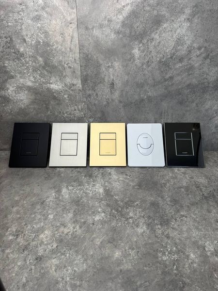 Панель змиву Koer KT-0606-07 157x198x10mm пластикова, кнопка закруглена (колір графіт) (KR5712) KR5712 фото