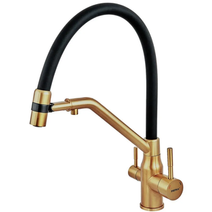 Змішувач для кухні з силіконовим виливом Zerix MAG-021 Brushed Gold Refl.Blac... ZX6007 фото