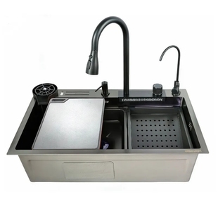 Кухонна мийка багатофункціональна Zerix ZH7546-SET-06 micro decor Graphite з вбудованим змішувачем з нерж. сталі (ZM5587) ZM5587 фото
