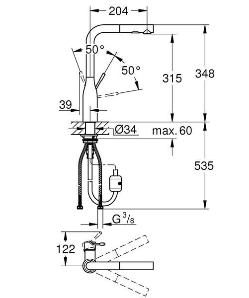 Змішувач для кухні з висувним виливом Grohe Essence New (30270000) 30270000 фото