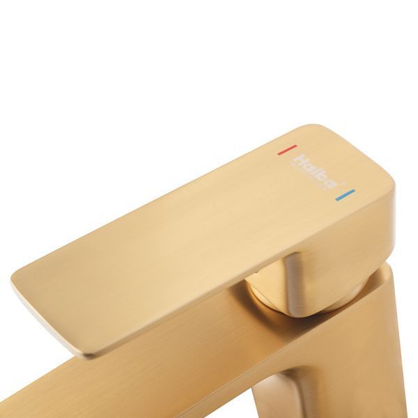 Змішувач для умивальника Haiba Kubus 001 BRUSHED GOLD (HB9622) HB9622 фото