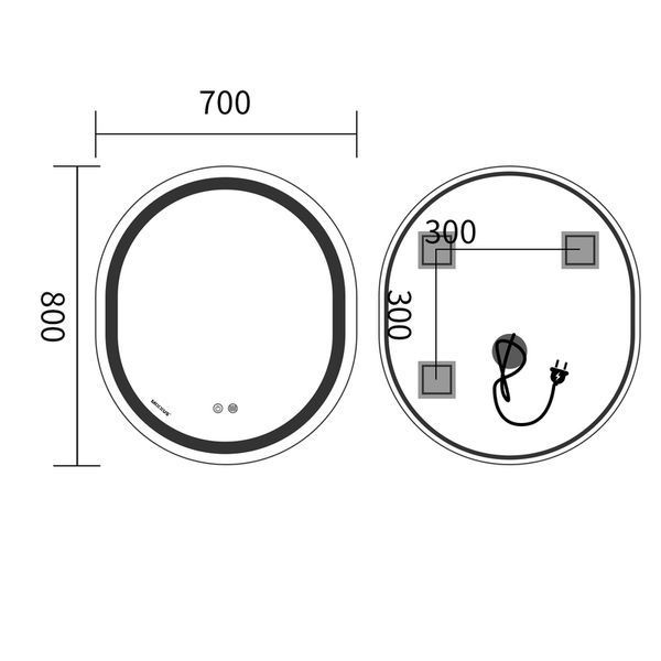 Дзеркало Mixxus Premium ELLIPSE MV05-80x70-Reverse з LED Touch, Anti-fog, димером (3-6,5kK) (MP6643) MP6643 фото