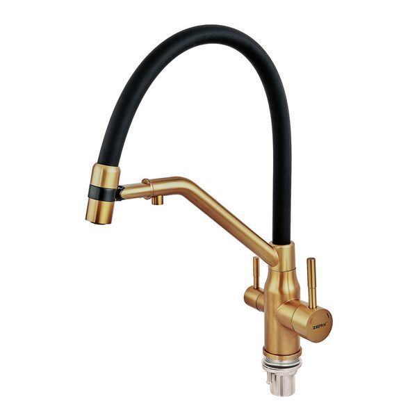 Змішувач для кухні з силіконовим виливом Zerix MAG-021 Brushed Gold Refl.Blac... ZX6007 фото