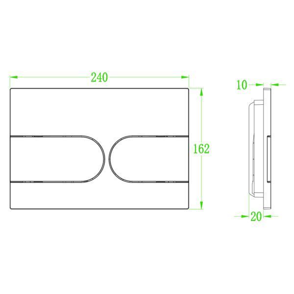 Панель змиву Koer KT-0604-01 240x160x10mm пластикова, кнопка закруглена (колір хром) (KR5323) KR5323 фото