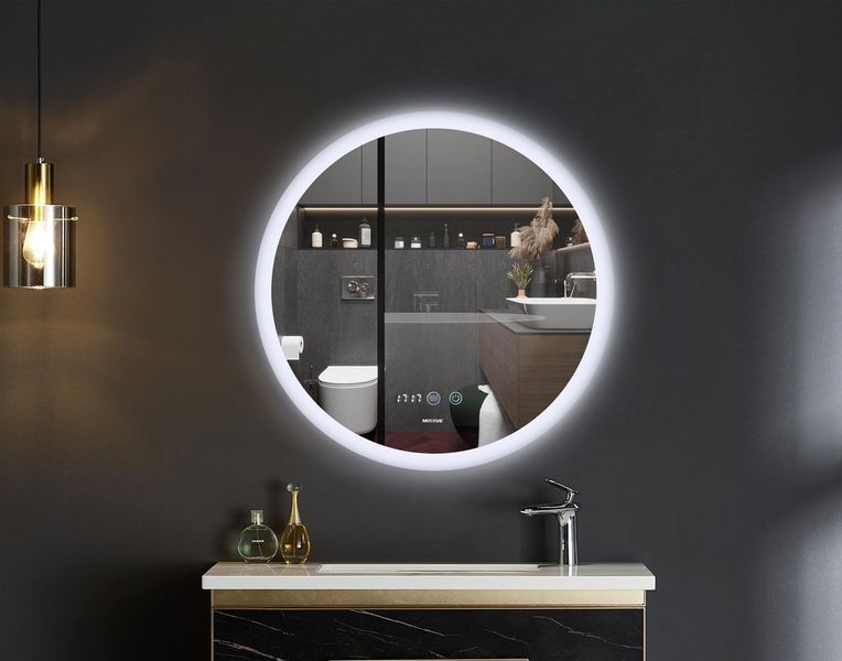 Дзеркало Mixxus PLAIN MC10-80 з LED Touch, Anti-fog, димером, регулятором яскравості, годинником (MI6932) MI6932 фото