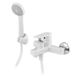 Змішувач для ванни PLAMIX OSCAR-009 EURO SET WHITE (зі шлангом, лійкою та кро... PM0699 фото