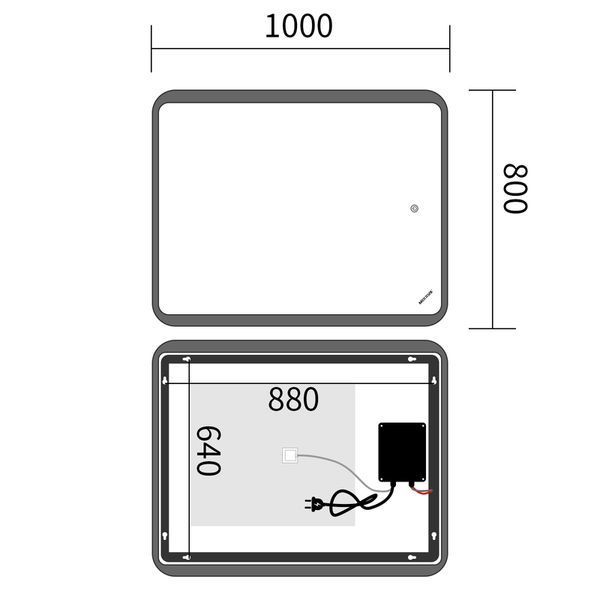 Дзеркало Mixxus Premium OLIVARY MR19-100x80-Reverse з LED Touch, Anti-fog, димером (3-6,5kK) (MP6629) MP6629 фото