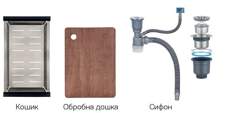 Кухонна мийка Zerix ZH6845-SET-05 Decor Nano-Black (3.0/0.8) з нерж. сталі комплект (графіт) (ZM5588) ZM5588 фото