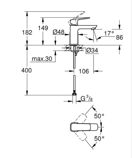 Одноважільний змішувач для раковини Grohe Cubeo S-розміру (1016992430) 1016992430 фото
